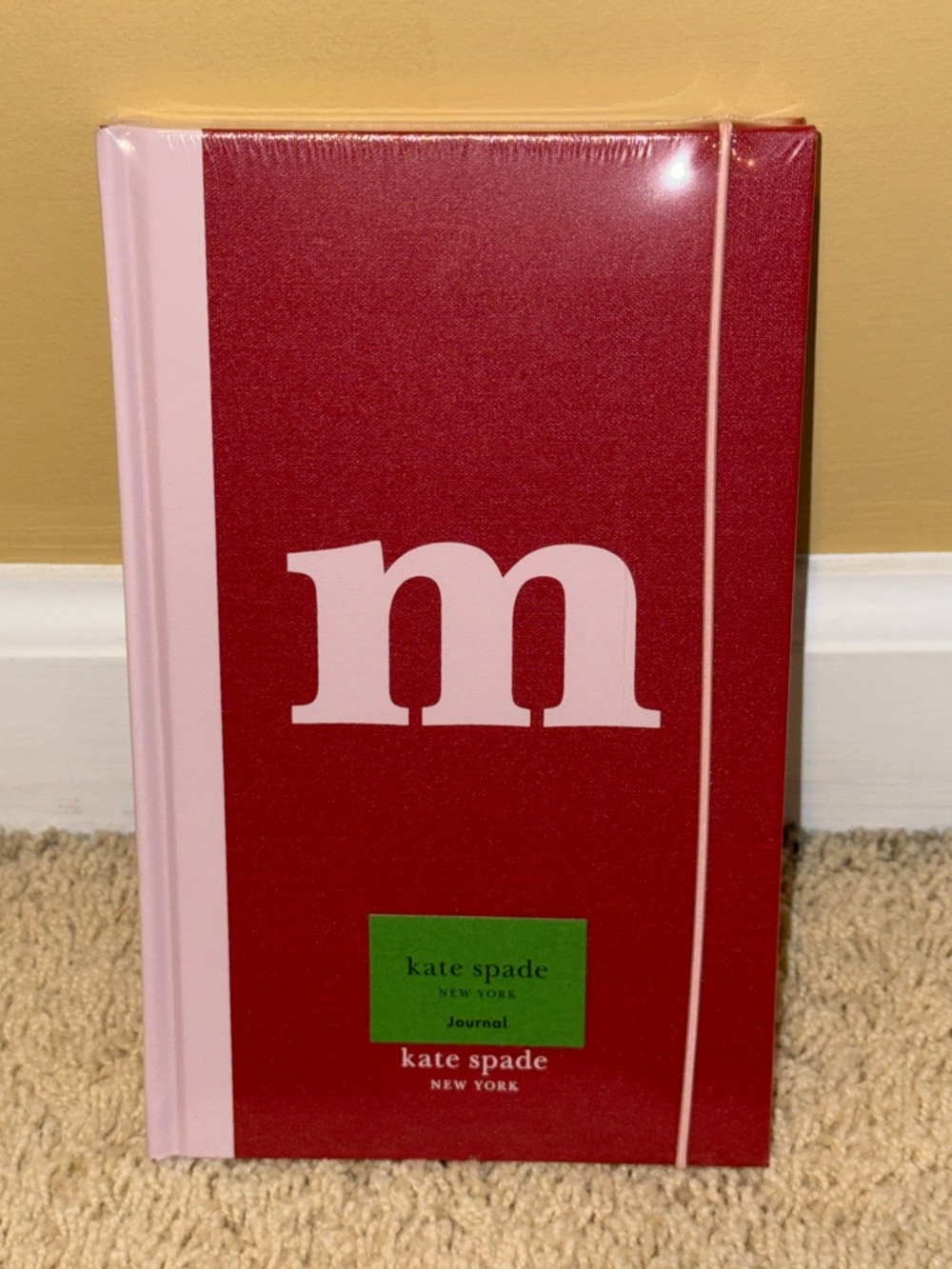 kate spade Red and Light Pink Hardcover Journal with Initial ‘m’